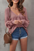 Zipper V-Neck Dropped Sleeve Hooded Solid Sweater